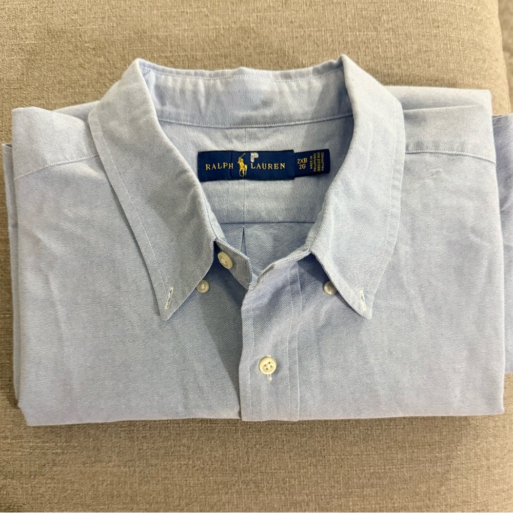 Ralph Lauren light blue cotton Oxford long-sleeve button-down shirt.Size 2XB NEW - Picture 10 of 13